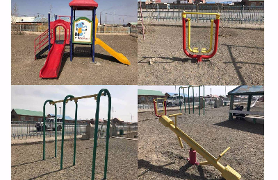 Renovated the children's playground for Gurvan tes soum's kindergarten